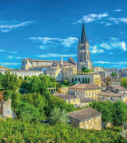 Saint Emilion Dominated By Spire Of The Monolithic Church, France