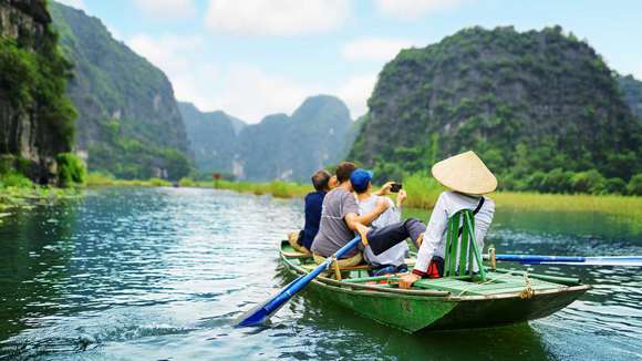 Small boat on Hoa Lu, Ninh Binh, Vietnam