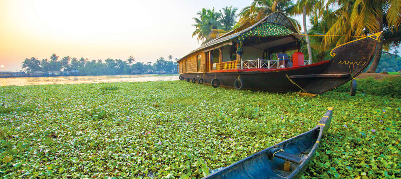 Houseboat in the backwaters of Kerala, India
