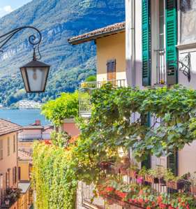 Colorful old town street, Bellagio, Italy